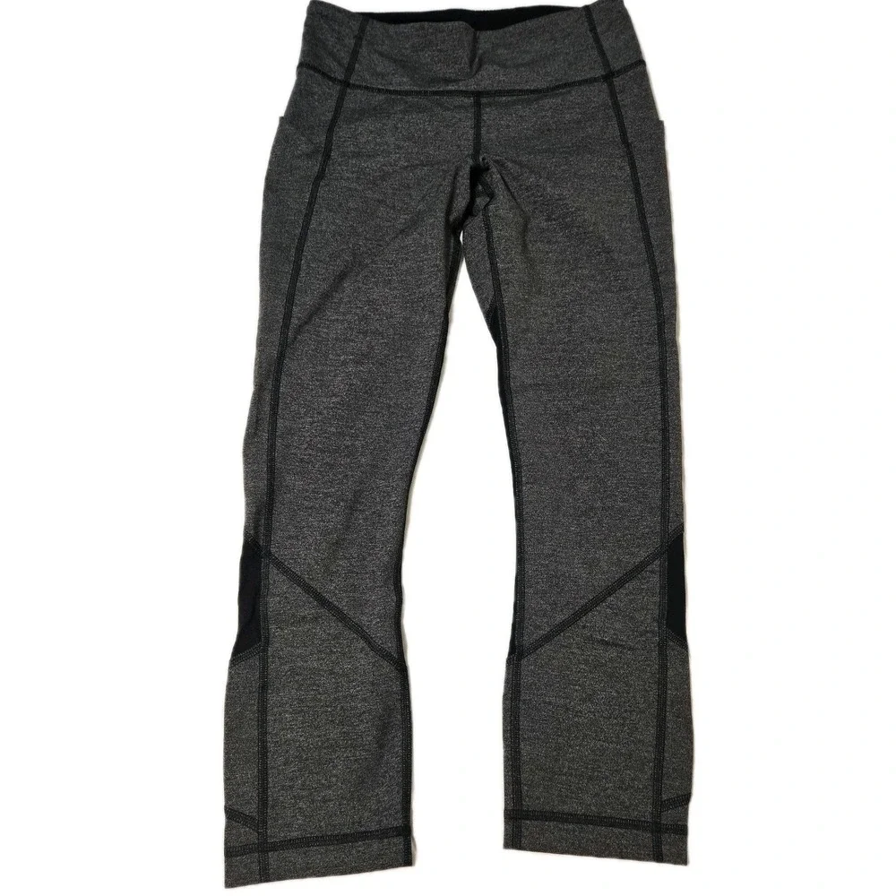 Lululemon Women's Pace Rival Crop Leggings Size 4, Heather Gray/Black